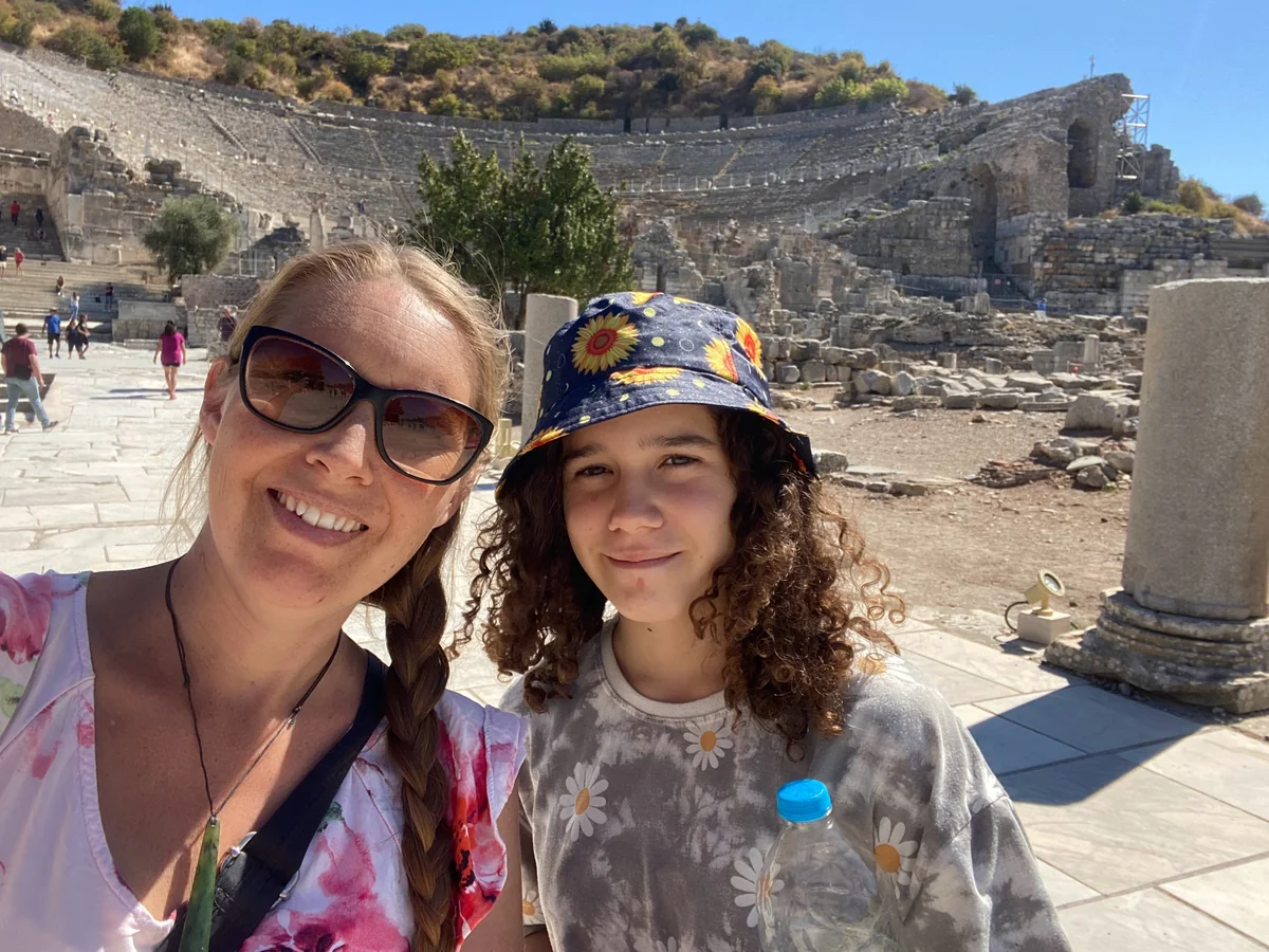 Family at the Great Theatre of Ephesus, Turkey - World Travel Ambitions
